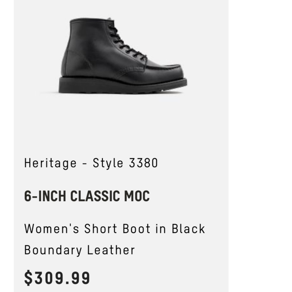 Women's 6-Inch Classic Moc Boot - Black SIZE 10 Woman’s….. worn twice.